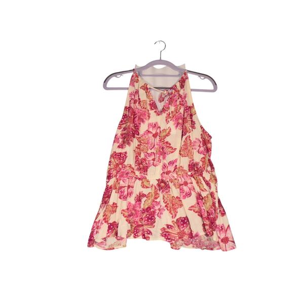 Old Navy Tank Top Womens XL Pink Red Floral Print Halter Tiered Peasant Boho - Picture 8 of 12